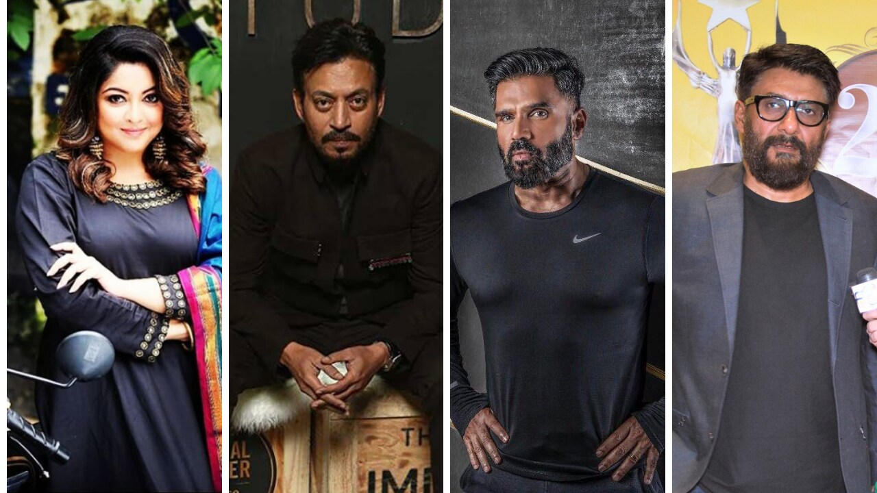 (left to right) Tanushree Dutta, Irrfan Khan, Suneil shetty, Vivek Agnihotri. Images via Facebook